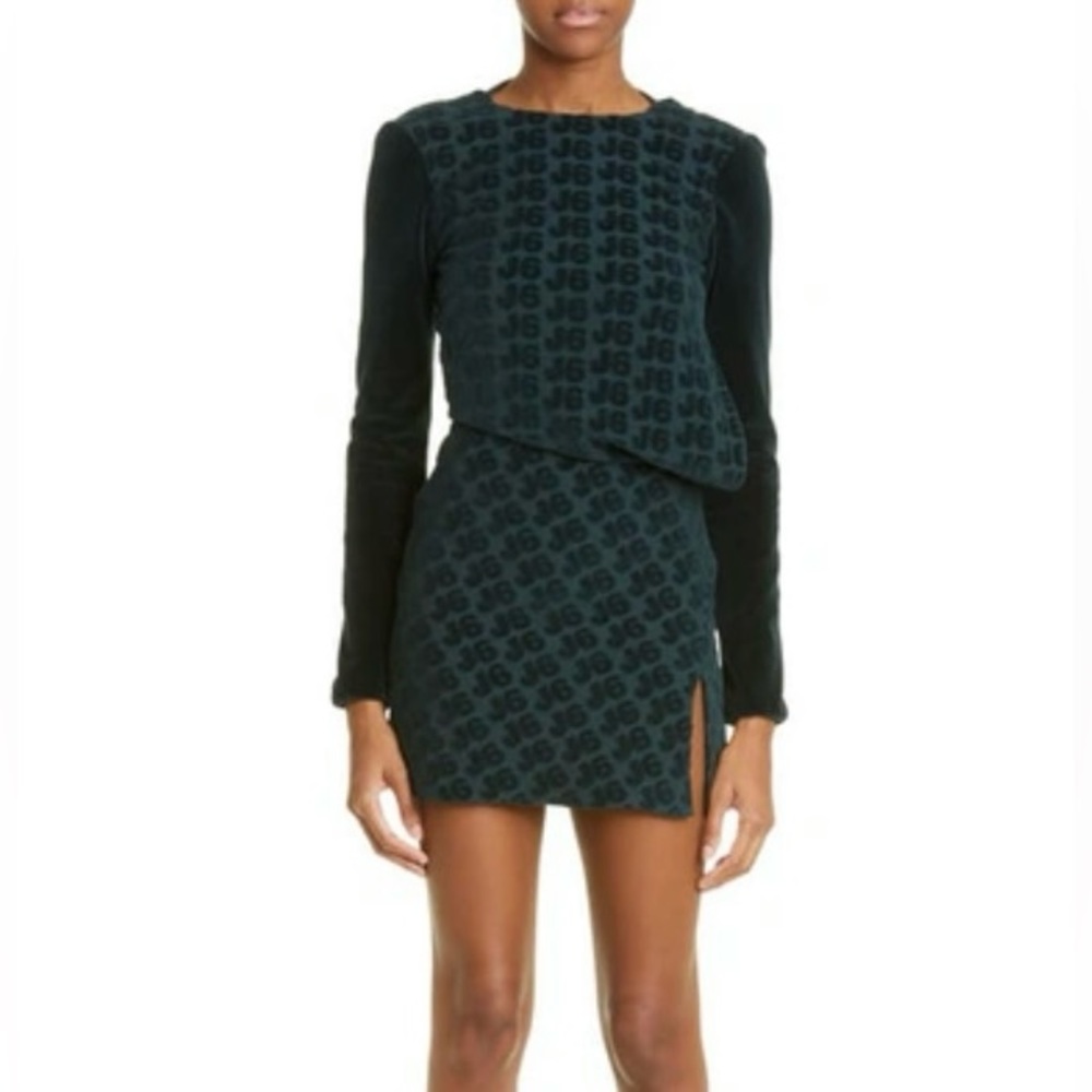 NWT J6 Green Asymmetric Drape Long Sleeve Backless Dress -Sz XS